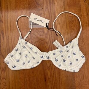 Montce Cream and Blue Floral Bra